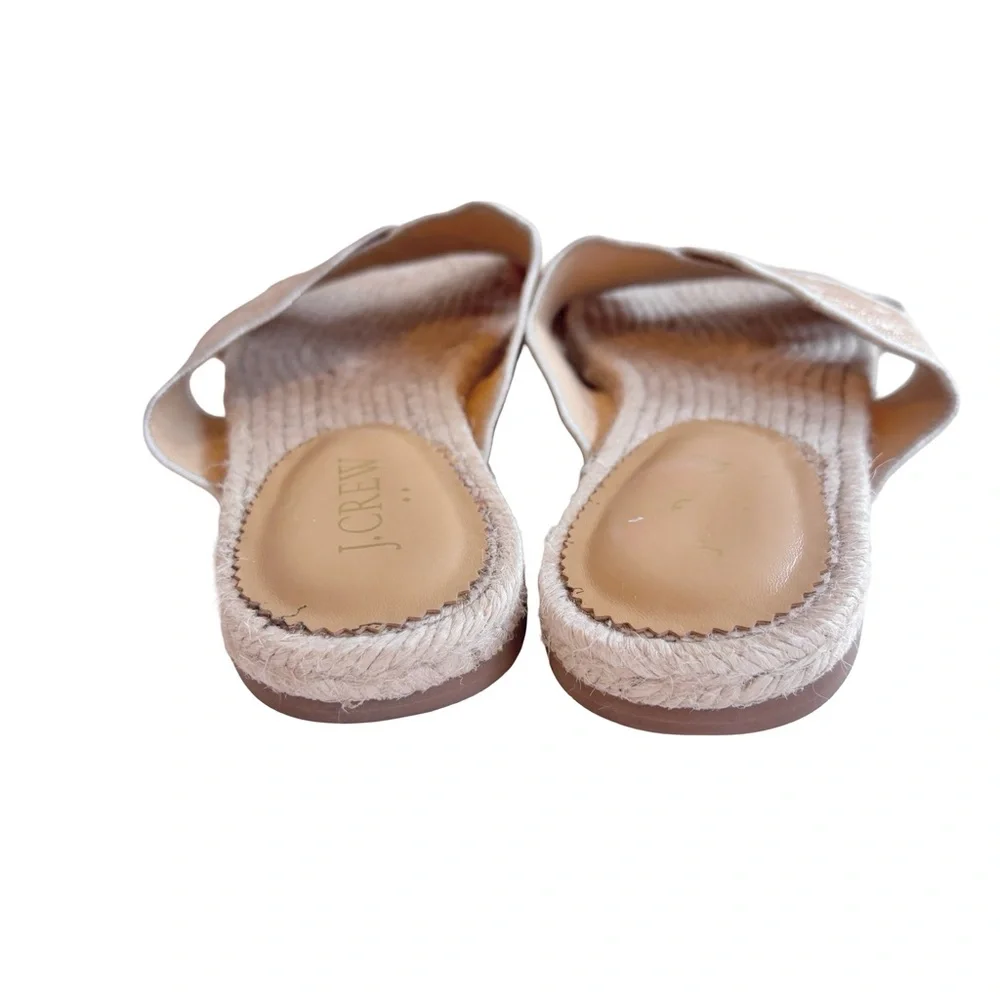 J. CREW Scalloped Polka-Dot Raffia Slide Sandals Sz 7